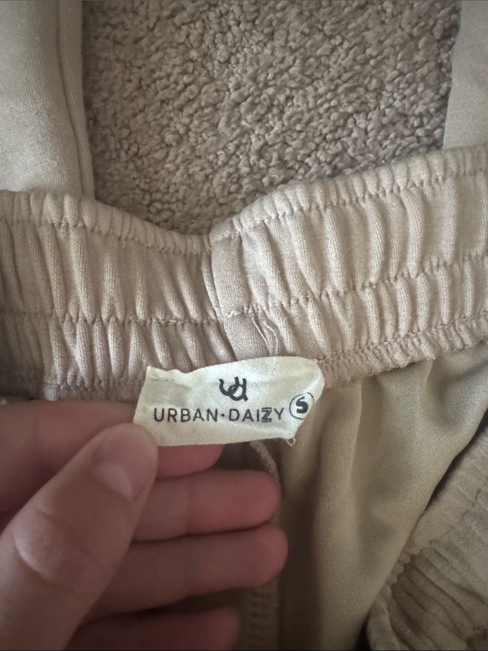 Women’s Beige Jogger Pants with White Side Stripe - Picture 2 of 3